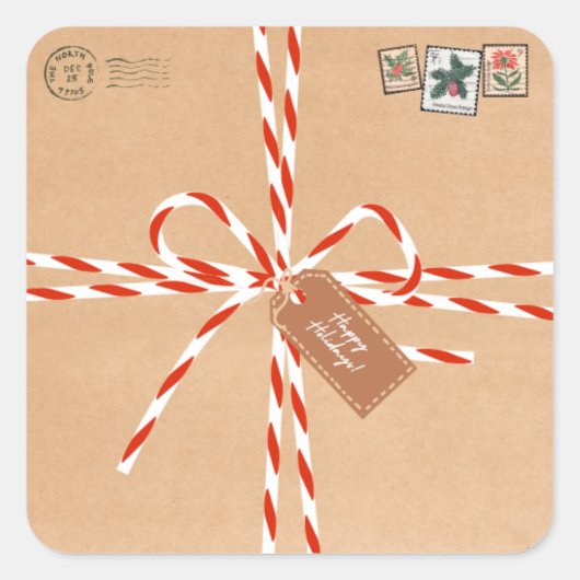 Autocollants Cadeaux Rustiques - Canne à Sucre & S (Devant)