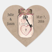 Autocollants cardiaques Mason Mariage Rustique Per (Devant)