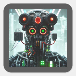Autocollants carré Robot 5