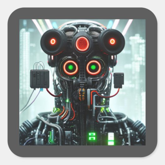 Autocollants carré Robot 5 (Devant)