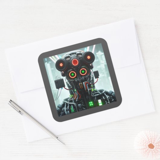 Autocollants carré Robot 5 (Enveloppe)