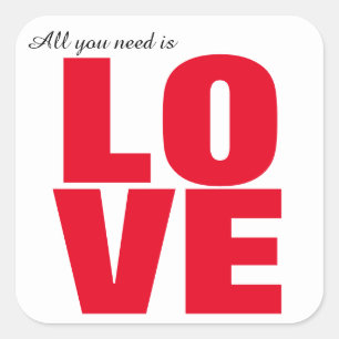 Autocollants carrés All You Need Is Love