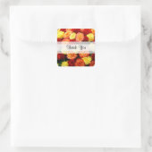 Autocollants Carrés Rose "Merci" personnalisés (Sac)