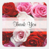 Autocollants Carrés Rose "Merci" personnalisés (Devant)