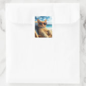 AUTOCOLLANTS CHAT ROUX DE LA PLAGE (Sac)