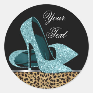 Autocollants Chaussures à Talons Hauts Léopard Ble