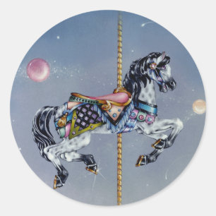 Autocollants - cheval gris de carrousel de jument