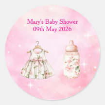 Autocollants - Chinoiserie Rose Foncé Baby Shower