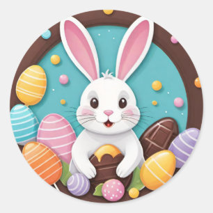 Autocollants Chocolat Lapin de Pâques Colorés et L