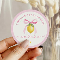 Autocollants Ciao Bambina Baby Shower au citron ro