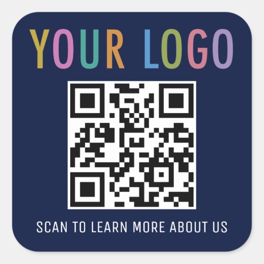 Autocollants Code QR Bleu Marine Logo Entreprise C (Devant)
