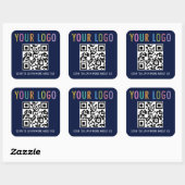 Autocollants Code QR Bleu Marine Logo Entreprise C (Feuille)