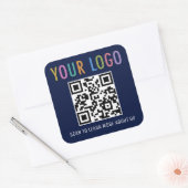 Autocollants Code QR Bleu Marine Logo Entreprise C (Enveloppe)