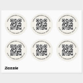 Autocollants Code QR Écru Rond Nom d'Entreprise Pe (Feuille)