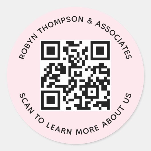 Autocollants Code QR Rose Rond Étiquettes Nom de l (Devant)