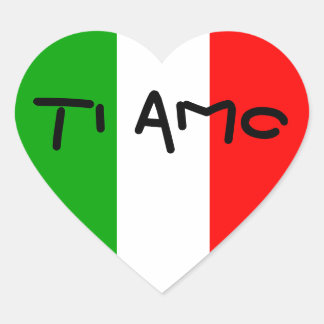Autocollants Coeur de Drapeau Italien Ti Amo