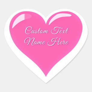 Autocollants Cœur Rose Texte Personnalisé Cadeaux