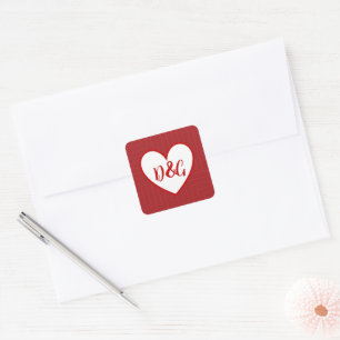 Autocollants Cœur Rouge Monogramme