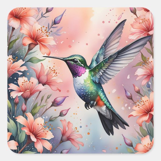 autocollants colibri floral (Devant)