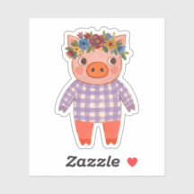 Autocollants Couronne de Fleurs de Cochon Adorable