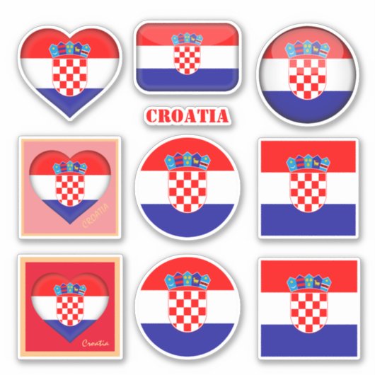 Autocollants Croatie & Drapeau Croate, Cœur /sport (Devant)