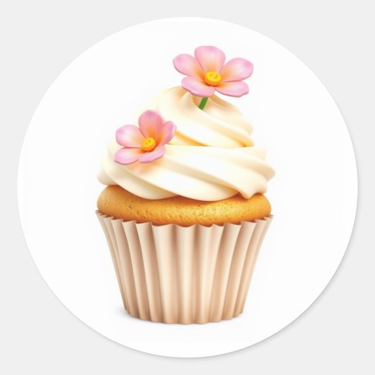 Autocollants Cupcake Fleur Mignonne (Devant)