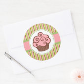 Autocollants Cupcake Rayé Rose (Enveloppe)