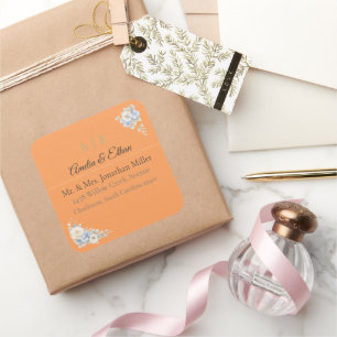 Autocollants d'adresse de mariage élégants Flora