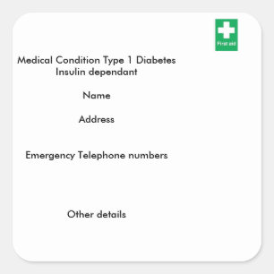 Autocollants d'alerte médicale pour diabète de typ