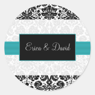 autocollants damask aqua Mariage Monogram
