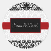 autocollants damask rouge Mariage Monogrammes (Devant)