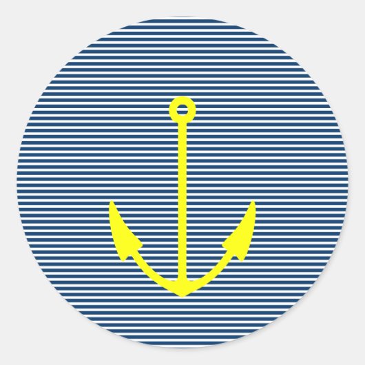 Autocollants d'ancre jaune avec rayures bleu marin (Devant)