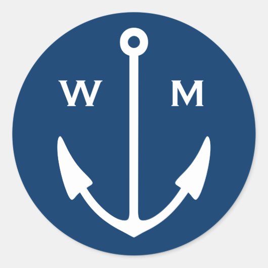 Autocollants d'ancre nautique avec monogramme (Devant)