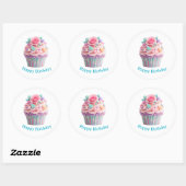 Autocollants d'anniversaire Cupcake (Feuille)