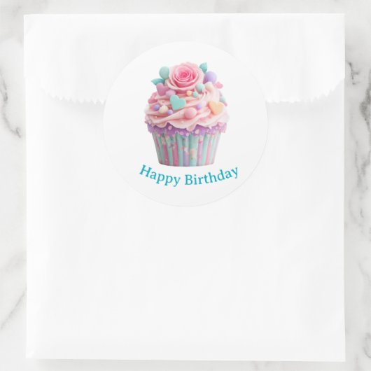 Autocollants d'anniversaire Cupcake (Sac)