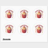 Autocollants d'anniversaire Cupcake (Feuille)