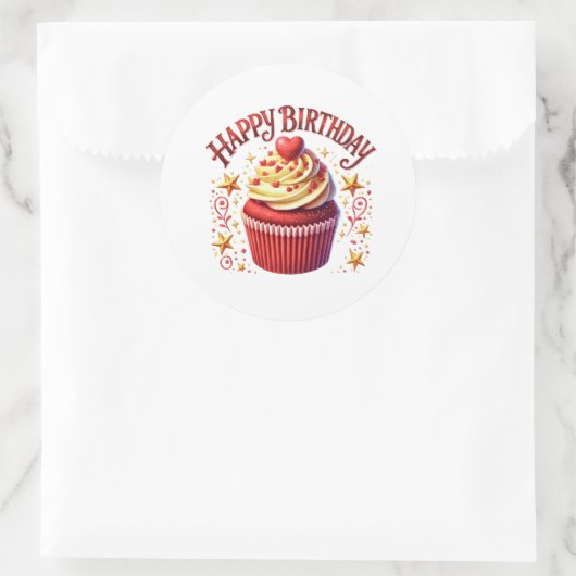 Autocollants d'anniversaire Cupcake (Sac)