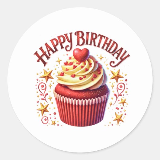 Autocollants d'anniversaire Cupcake (Devant)