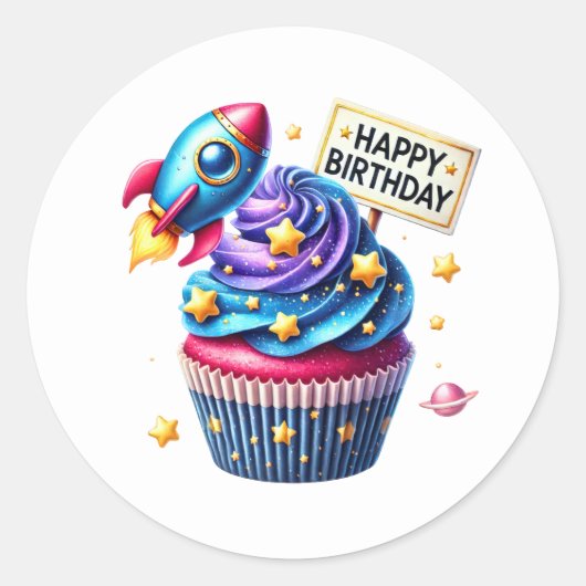 Autocollants d'anniversaire Cupcake (Devant)