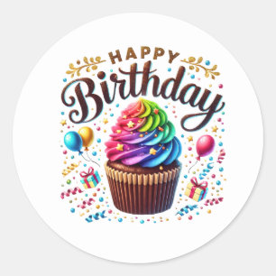 Autocollants d'anniversaire Cupcake