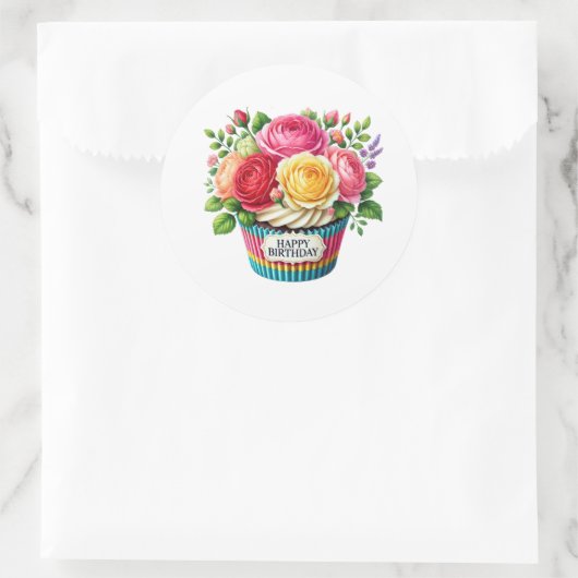 Autocollants d'anniversaire Cupcake (Sac)