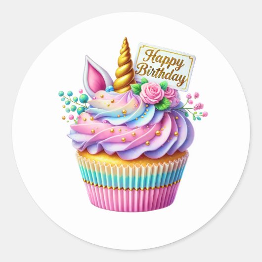 Autocollants d'anniversaire Cupcake (Devant)