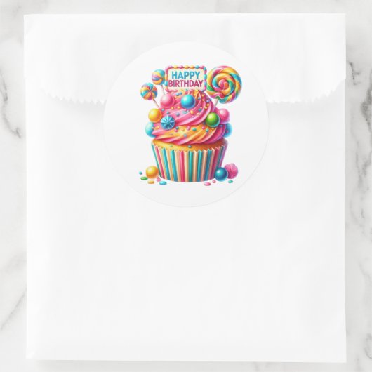 Autocollants d'anniversaire Cupcake (Sac)