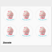 Autocollants d'anniversaire Cupcake (Feuille)