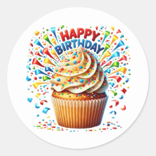 Autocollants d'anniversaire Cupcake