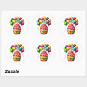 Autocollants d'anniversaire Cupcake (Feuille)