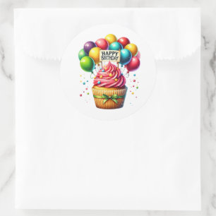 Autocollants d'anniversaire Cupcake