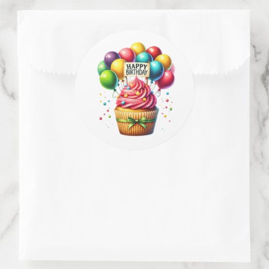 Autocollants d'anniversaire Cupcake (Sac)