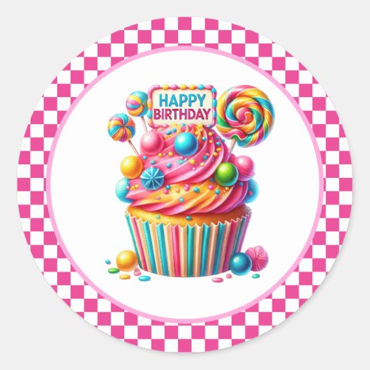 Autocollants d'anniversaire Cupcake (Devant)