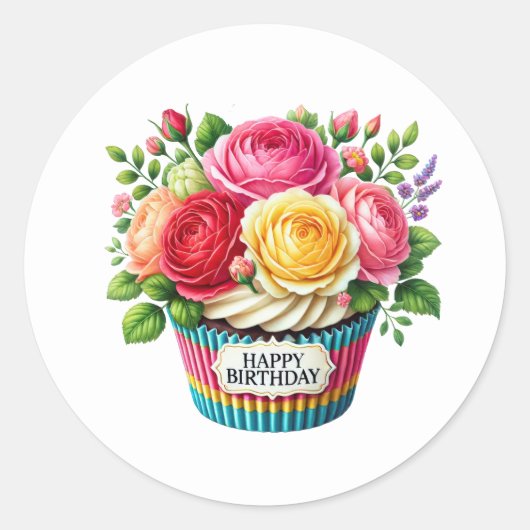 Autocollants d'anniversaire Cupcake (Devant)